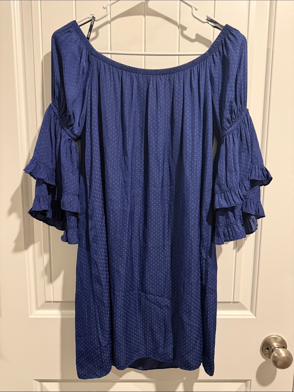 Vava by Joy Han Navy Blue Polka Dot Lined Garment